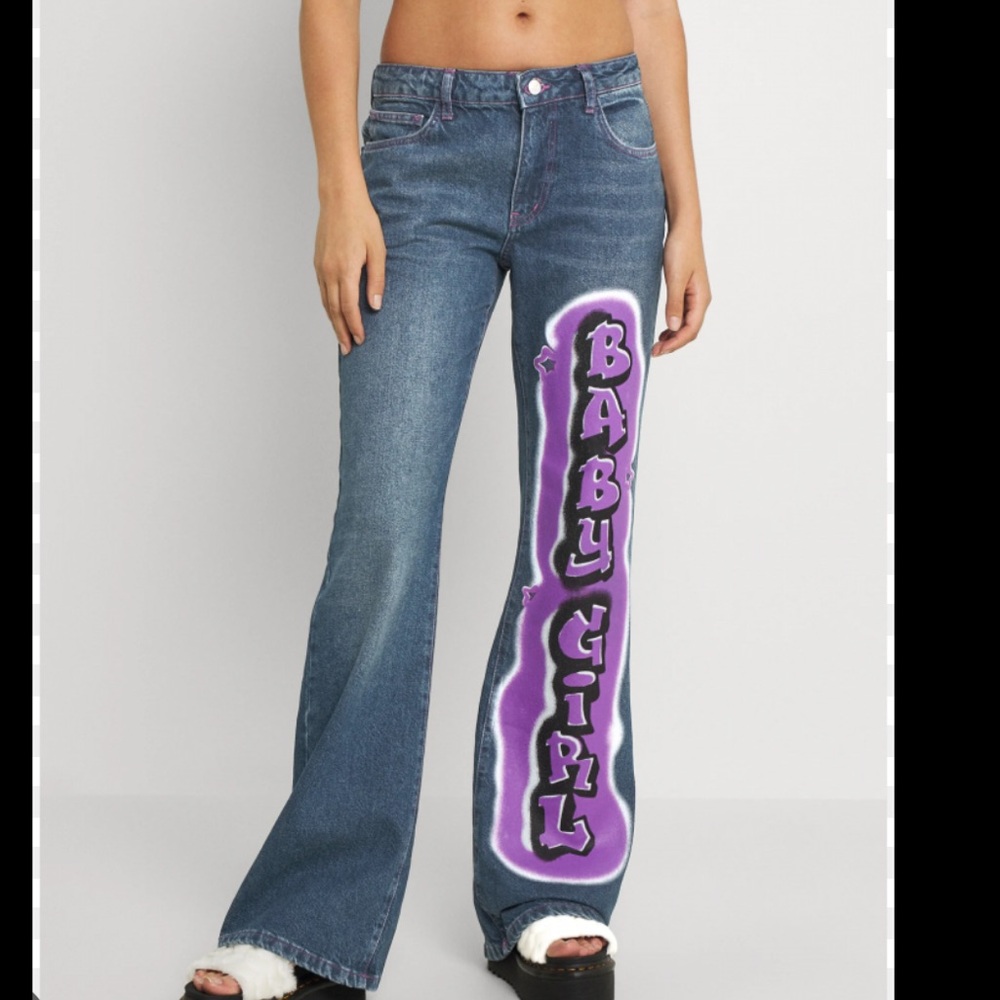 Jaded London Low-Rise Graffiti Y2K BabyGirl Jeans
